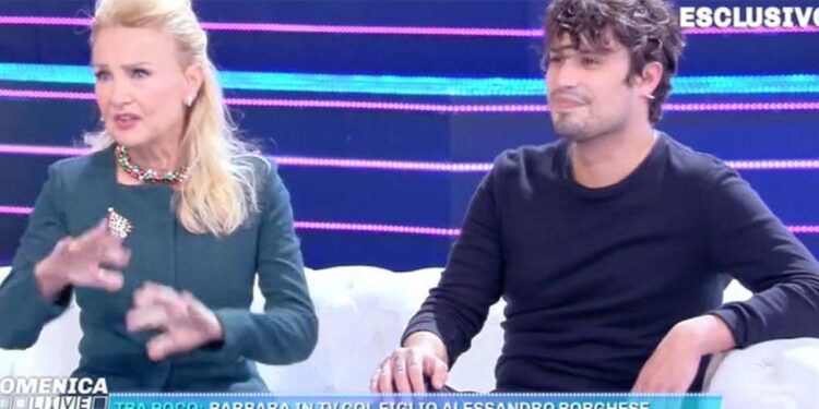 Barbara Bouchet e figlio Massimiliano Borghese, Domenica Live