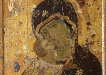 Madre di Dio della Tenerezza o Theotokos di Vladimir (XII sec), particolare