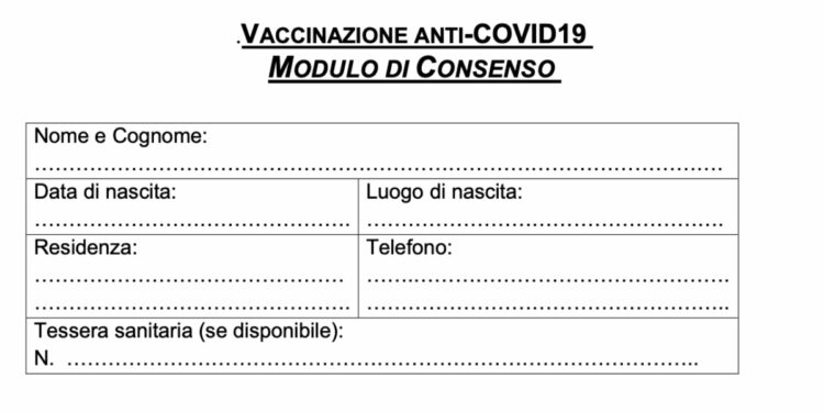 Modulo consenso vaccino Covid