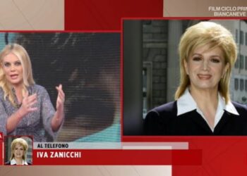 Iva Zanicchi in collegamento con Storie Italiane