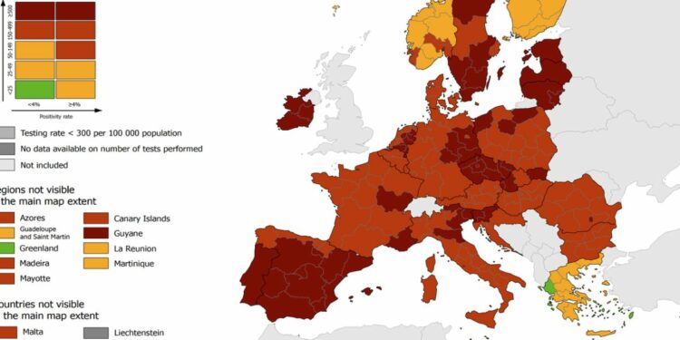 Mappa Ecdc al 28 gennaio 2021