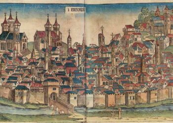 La città di Erfurt in una raffigurazione del 1493 (da Wikipedia)