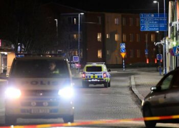 Polizia sul luogo dell'attentato, a Vetlanda, Svezia (LaPresse)