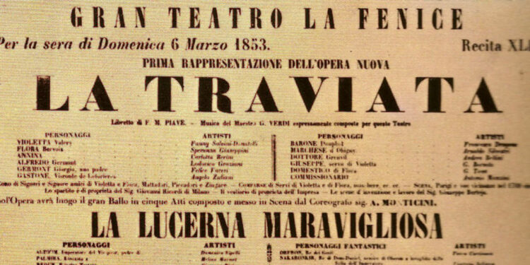 ‘La Traviata’: il manifesto originale della prima assoluta