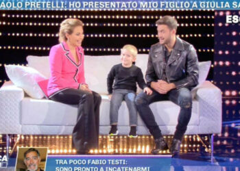 Pierpaolo Pretelli e il figlio Leonardo (Domenica Live)