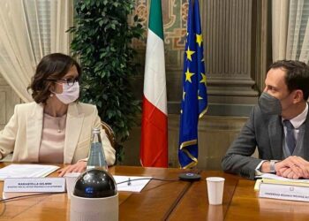 Mariastella Gelmini, ministro per gli Affari regionali, Con Massimiliano Fedriga, presidente della Conferenza Stato-Regioni (LaPresse)