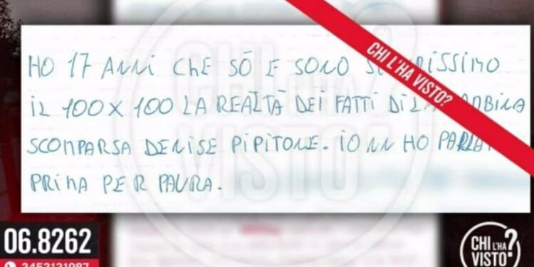 Lettera anonima a Chi l'ha visto su Denise Pipitone