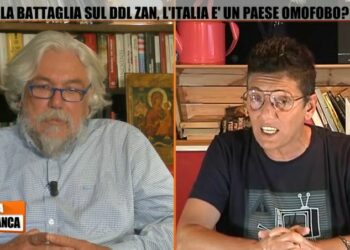 Meluzzi a Zona Bianca, a destra Imma Battaglia