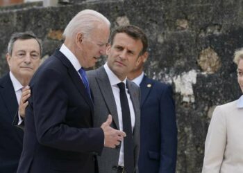 Mario Draghi, Joe Biden, Emmanuel Macron, Ursula von der Leyen (LaPresse)