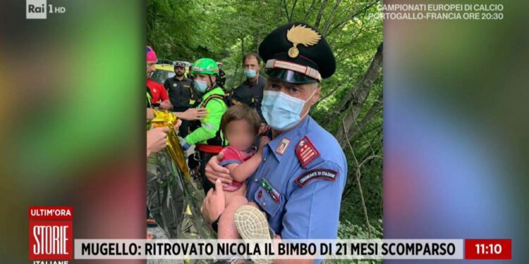 La foto di Nicola, il bimbo scomparso al Mugello (Rai)