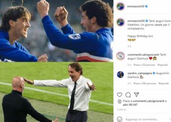 Gli auguri di ct Mancini a Vialli (Instagram)