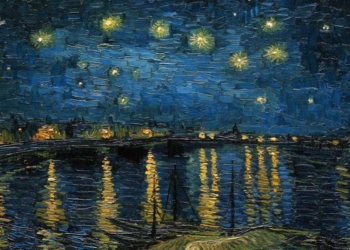 Vincent Van Gogh, Notte stellata sul Rodano (1888), particolare