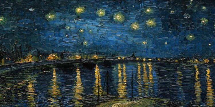 Vincent Van Gogh, Notte stellata sul Rodano (1888), particolare