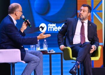 Enrico Letta e Matteo Salvini al Meeting di Rimini (LaPresse, 2021)