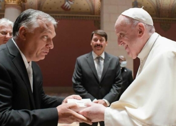 Il presidente dell'Ungheria Viktor Orbán con Papa Francesco (LaPresse)