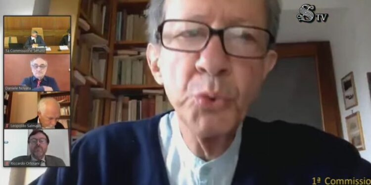 Agamben, audizione in Senato (screen da Youtube)