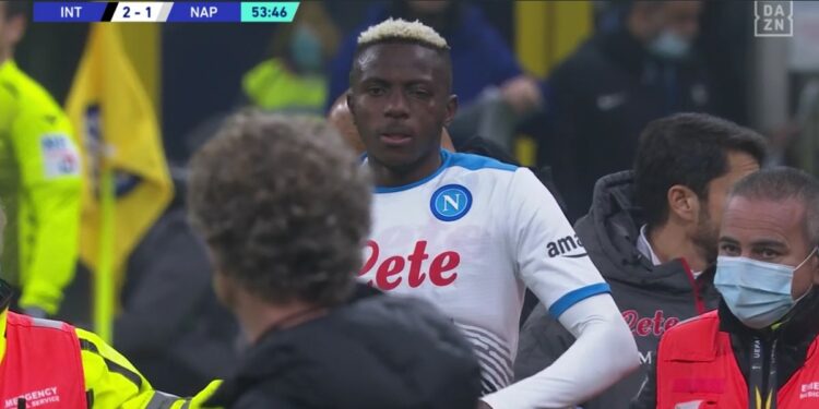 Infortunio Osimhen in Inter-Napoli