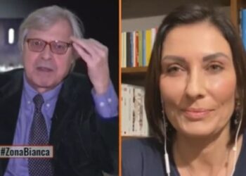 Vittorio Sgarbi e Alessia Morani (Zona Bianca, 2022)