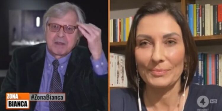 Vittorio Sgarbi e Alessia Morani (Zona Bianca, 2022)