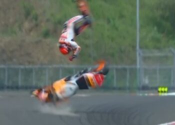 Marc Marquez, brutta caduta in Indonesia (screen Twitter)