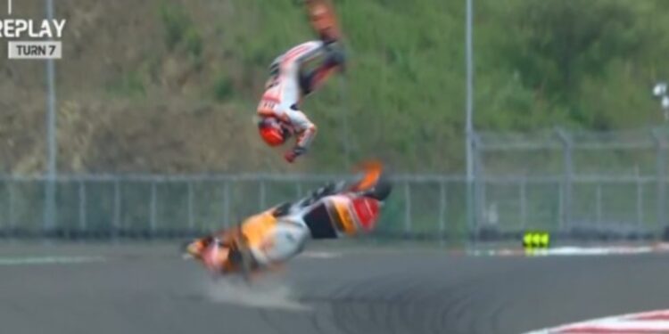 Marc Marquez, brutta caduta in Indonesia (screen Twitter)