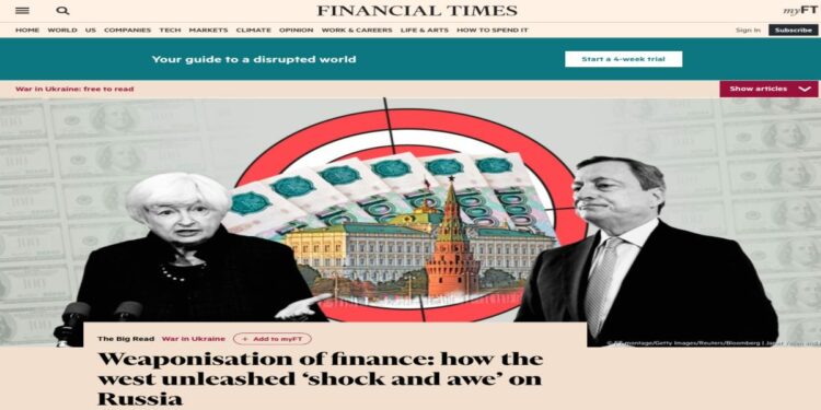 Guerra in Ucraina, per il Finantial Times, Mario Draghi è a capo della "Finanza armata" contro la Russia.