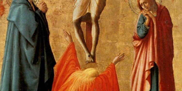 Masaccio, Crocifissione (particolare; 1426)