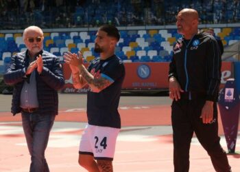 Luciano Spalletti e Aurelio De Laurentiis, qui con Lorenzo Insigne (Foto LaPresse)