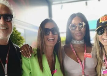 Flavio Briatore con Elisabetta Gregoraci, Naomi Campbell e Heidi Klum (Foto: Instagram)