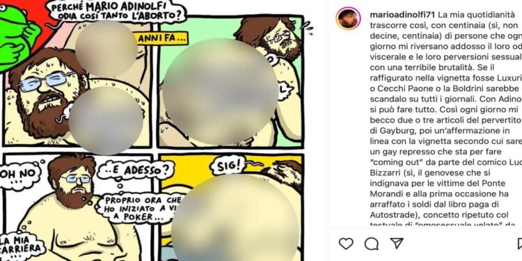 Mario Adinolfi e la vignetta choc contro di lui