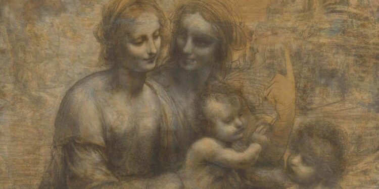 Leonardo da Vinci, Cartone di Sant'Anna (1501-1505, particolare)