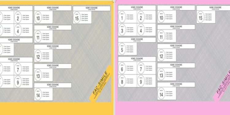 Fac simile schede elettorali (foto dal sito del Ministero dell'Interno)
