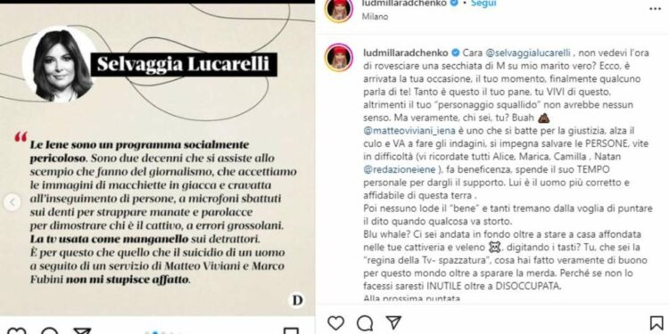 Ludmilla Radchenko vs Selvaggia Lucarelli (Instagram)