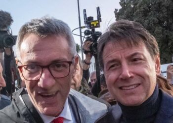 Maurizio Landini e Giuseppe Conte (Lapresse)