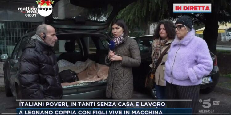 Famiglia di Legnano che vive in auto (Mattino5)