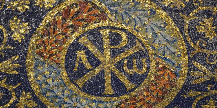 Il simbolo del chi rho nel Mausoleo di Galla Placidia a Ravenna (450 c.a)