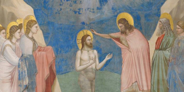 Giotto, Battesimo di Gesù (1205, particolare)