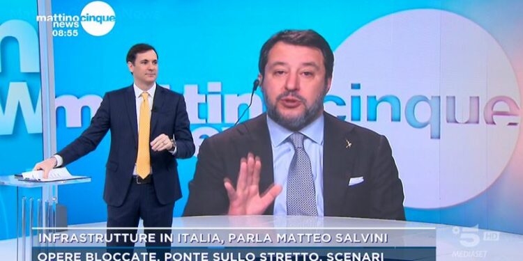 Matteo Salvini a Mattino5