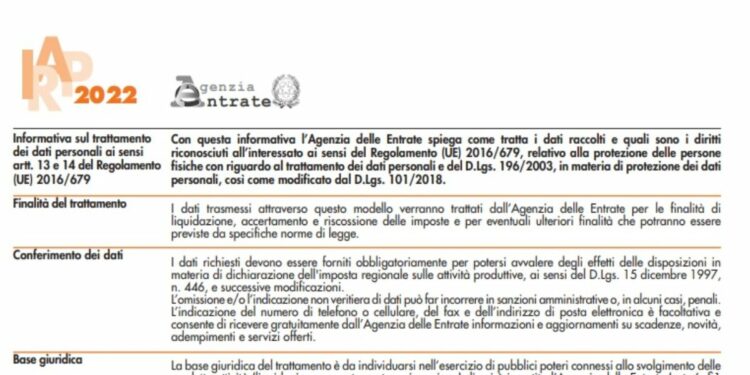 Irap 2023, Agenzia delle Entrate