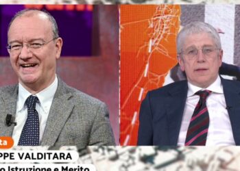 Giuseppe Valditara e Mario Giordano (Diario del giorno, Rete 4)