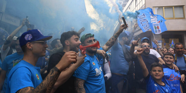 A Napoli è tutto pronto per la festa scudetto (Foto LaPresse)