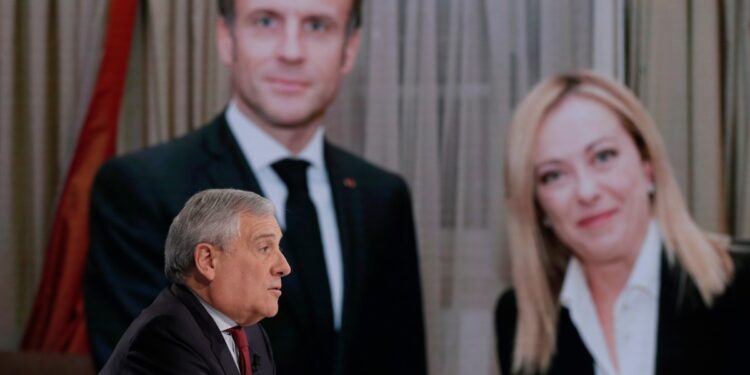 Tajani, Meloni e Macron