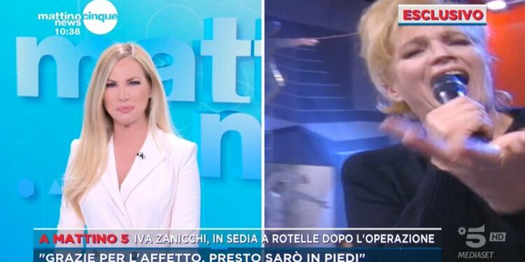 Iva Zanicchi in collegamento con Mattino Cinque News