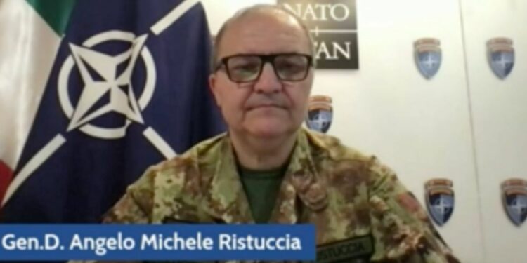 Il generale Angelo Michele Ristuccia, capo del contingente Kfor (screen da Rainews)