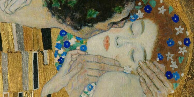 Gustav Klimt, Il bacio (1908, particolare)